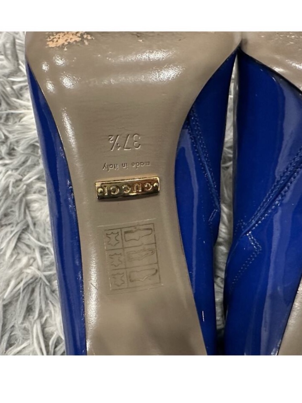Gucci Blue Patent Leather Pointed Toe Booties 37.5 - Picture 7 of 11